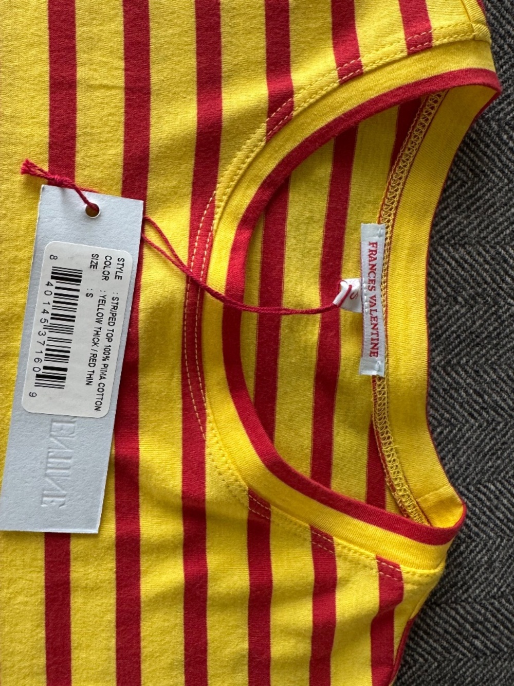 NWT, FRANCES VALENTINE, PIMA COTTON, CLASSIC STRIPE LONG SLEEVE T-SHIRT